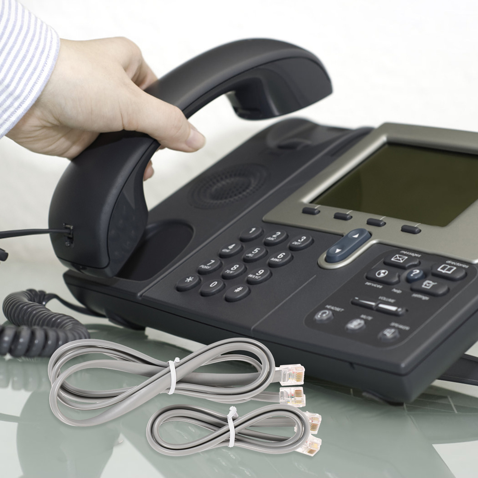 Home Office Contact - 3 Conjuntos de Cables Telefónicos Resistentes