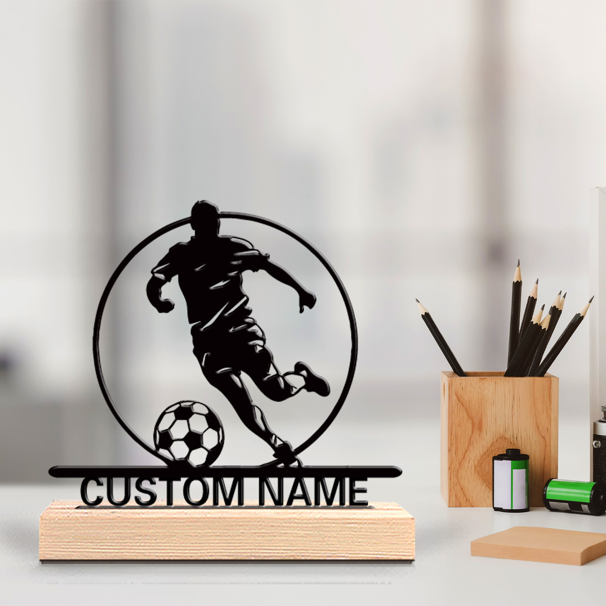 Home Office Decor - Estatua Metálica Personalizada de Jugador de